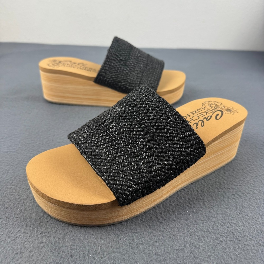 NWT SKECHERS Cali Summers-Salt Spray Womens luxe foam wedge slip on sandal -‎ 8